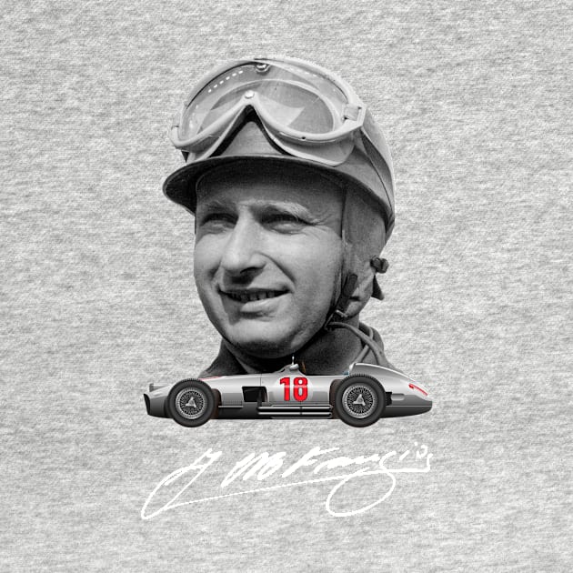 Juan Manuel Fangio Mercedes Benz W196 illustration by Burro Wheel